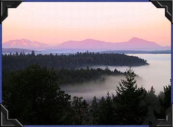 Early morning sea fog from Cufra Cliffs, Thetis Island, BC